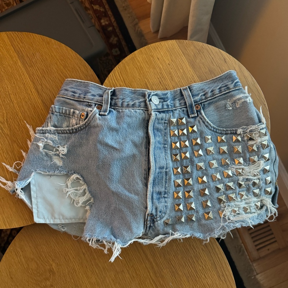 Vintage Levi’s Denim Shorts with custom stud detailing SZ 27